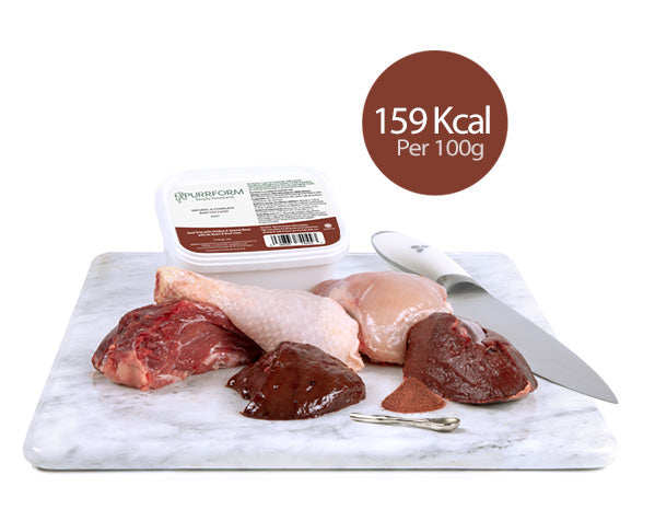 Purrform 450g, Beef Trim, Chicken, Ground Bone, Ox heart and Beef Liver image 0