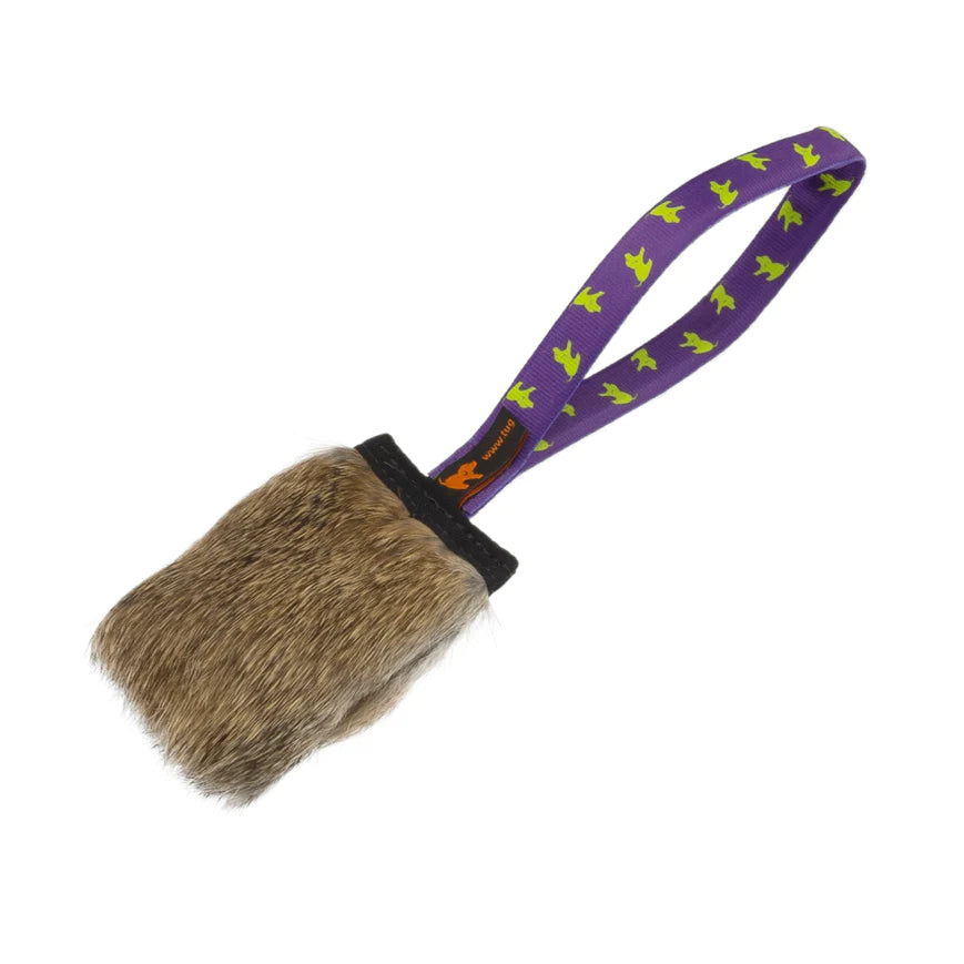 Rabbit Fur Squeaker Tug Toy image 0