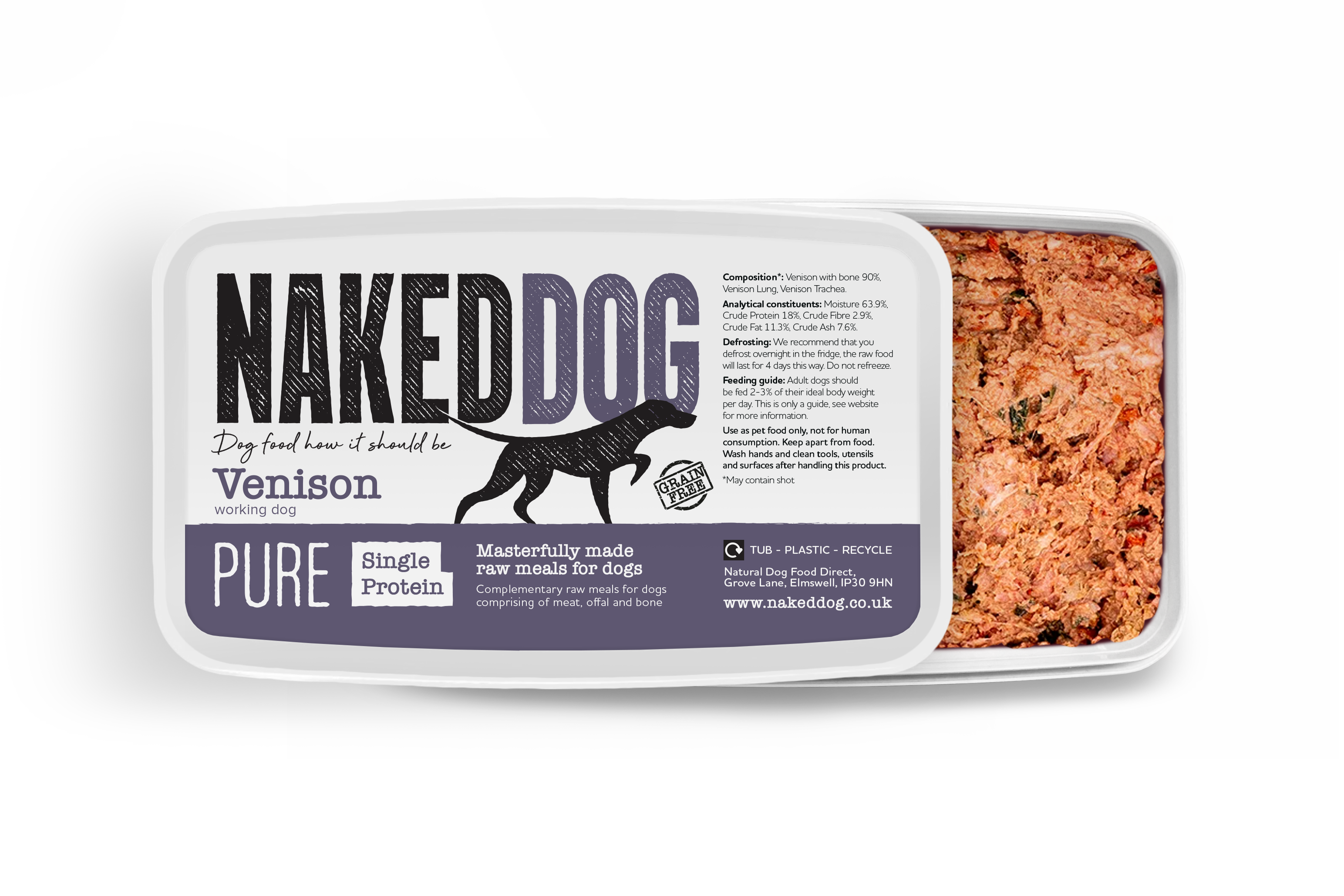 Naked dog pure 80 10 10 venison 2x 500g