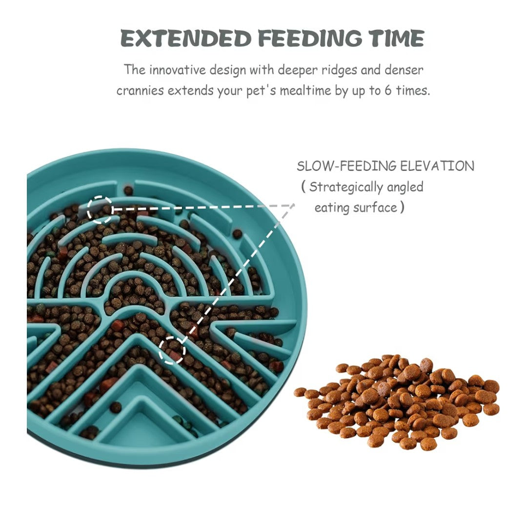 Slow feeder silicone bowl