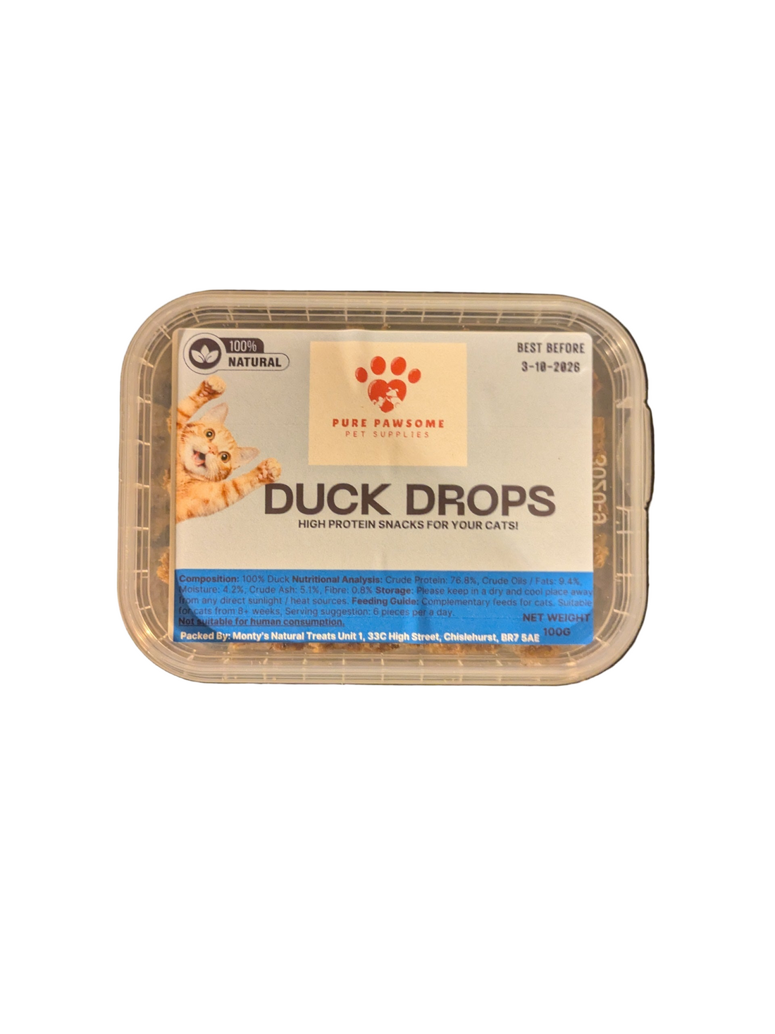 Pure Pawsome Cat treats- Duck drops